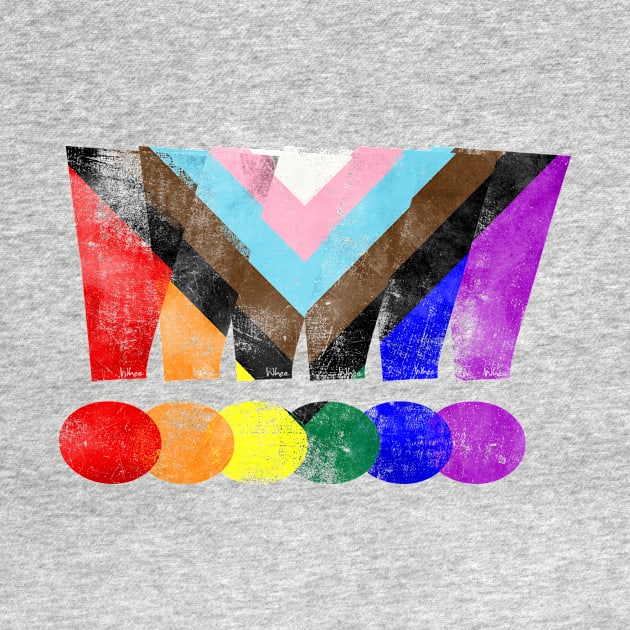 LGBTQ Progress Pride Grunge Exclamation Points by wheedesign